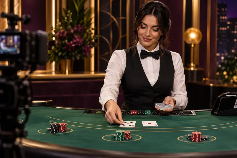 Illustration of a live dealer table, not a DraftKings studio or product screenshot