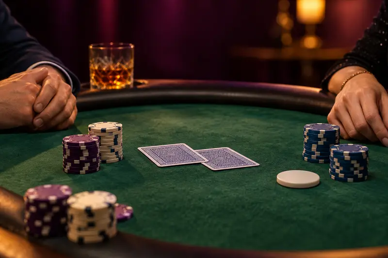 Illustration of poker players and chips, not a BetMGM product screenshot