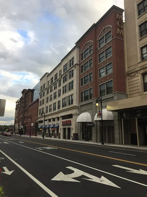 MGM Springfield exterior on Main Street in 2018